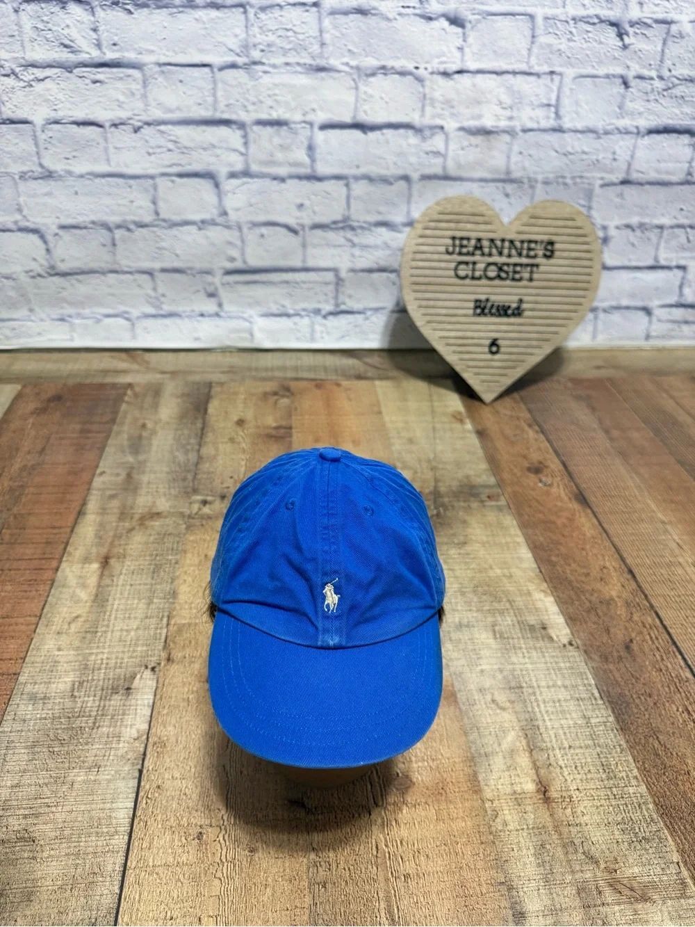 Ralph Lauren Hat Toddler Polo Elastic Back Baseball Blue w/ Cream pony
